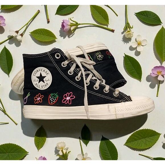Converse Chuck Taylor All Star High Festival Embroidered Fruits Florals Size 10 - Picture 1 of 11